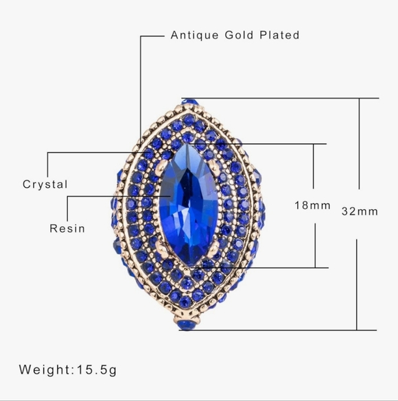 Women's ring Antique gold big ring gemstone ring